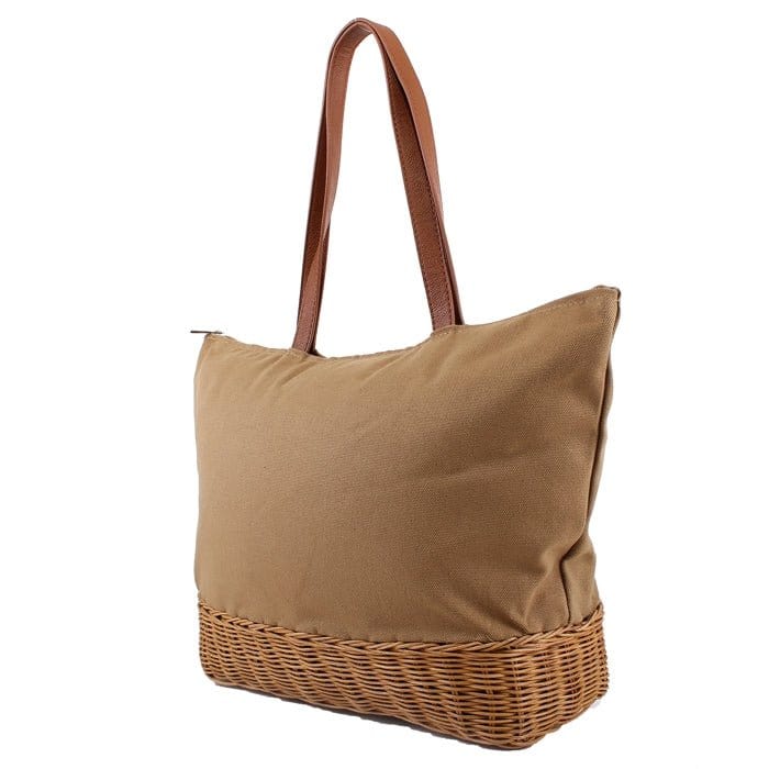 PP6849 Wicker Bottomed Tote/Beach Bag - MiMi Wholesale
