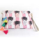 PPC5026(BK) Pineapple Print Fashion Clutch/Crossbody Bag with Tassel - MiMi Wholesale