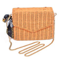 PPC6504 Square Rattan & Scarf Detail Handbag/Crossbody - MiMi Wholesale