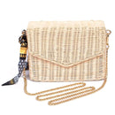 PPC6504 Square Rattan & Scarf Detail Handbag/Crossbody - MiMi Wholesale