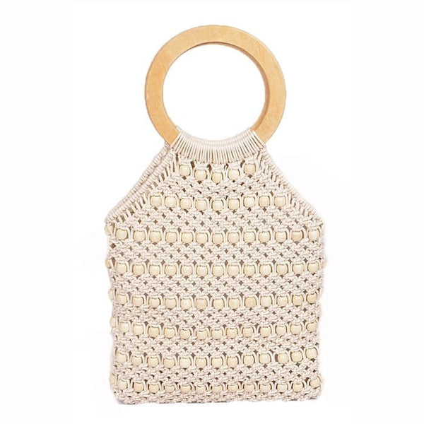 PPC6812 Ring Handled Macrame Tote - MiMi Wholesale