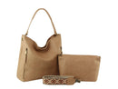 QFM0078 Stacy 2-in-1 Vegan Leather Hobo bag w/Guitar strap - MiMi Wholesale