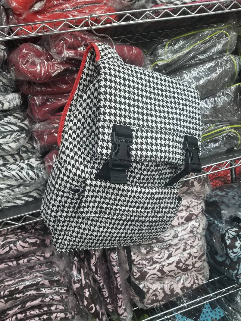 QHT2777 Quilted Houndstooth Large Zippered Backpack - MiMi Wholesale