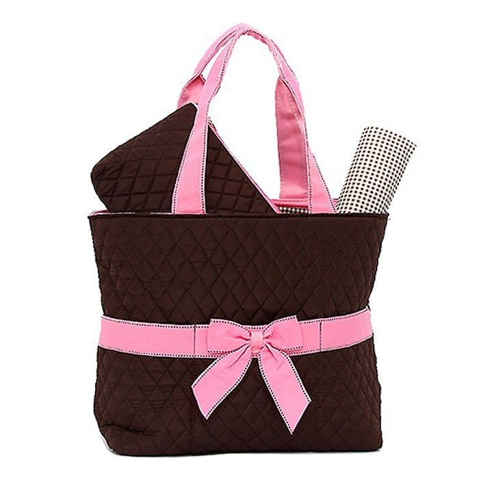 QS601 Quilted Solid 3PC Diaper Bag - MiMi Wholesale