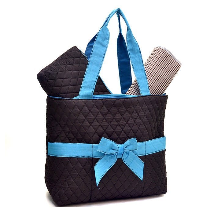 QS601 Quilted Solid 3PC Diaper Bag - MiMi Wholesale