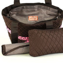 QSD2721 Quilted Solid 3PC Diaper Bag - MiMi Wholesale