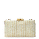 RZ6730 Rachel Zoe Gem Lock Straw Clutch With Chain - MiMi Wholesale