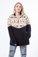 SH1018 Kate Sherpa Pullover w/ Print - MiMi Wholesale