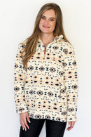 SH1022 Gretta Aztec Half Zip Sherpa Pullover - MiMi Wholesale