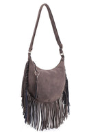 SJ20309 Soft Leather Fringe Hobo/Crossbody Bag With Tassel - MiMi Wholesale