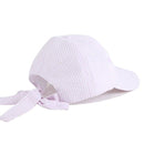 SR913 Monogrammable Seersucker Cap with Bow Tie Back - MiMi Wholesale