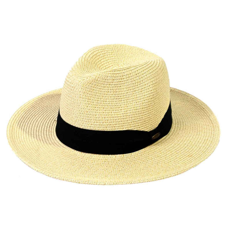 ST02 Brim Panama Hat With Ribbon Band - MiMi Wholesale