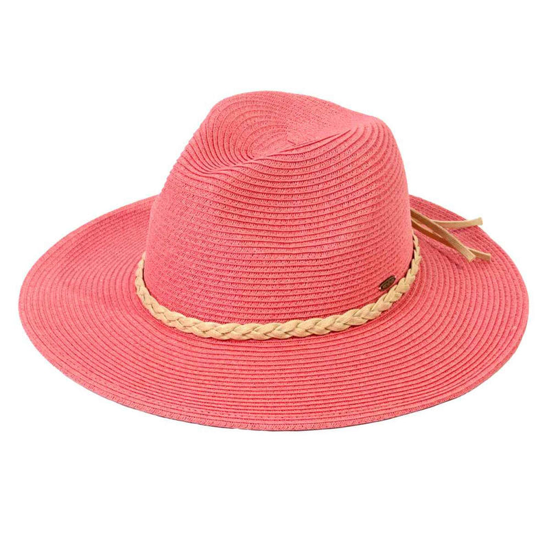 ST03 Brim Panama Hat With Braided Cord Detail - MiMi Wholesale