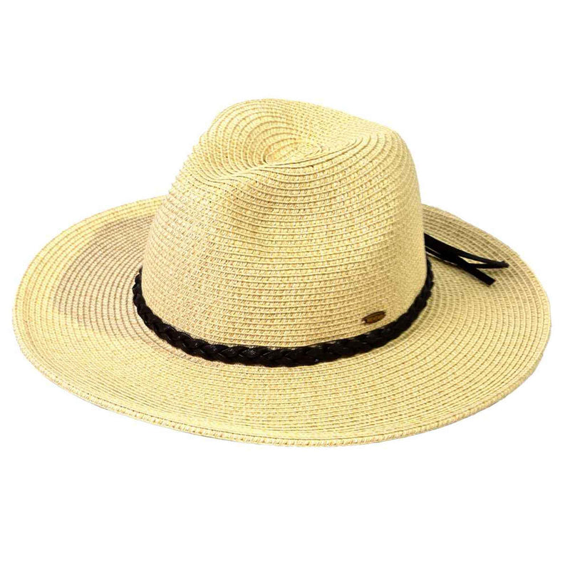 ST03 Brim Panama Hat With Braided Cord Detail - MiMi Wholesale