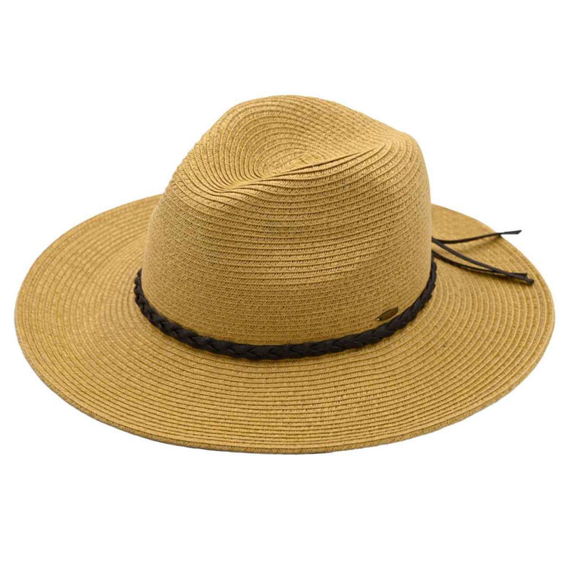 ST03 Brim Panama Hat With Braided Cord Detail - MiMi Wholesale