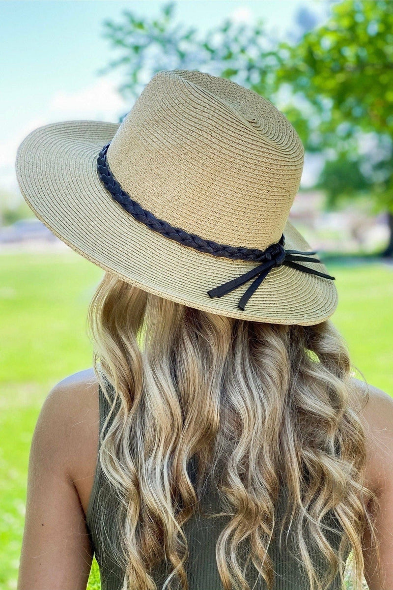 ST03 Brim Panama Hat With Braided Cord Detail - MiMi Wholesale