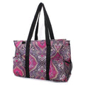 ST16-113 Pink Paisley 6 Pocket Tote - MiMi Wholesale