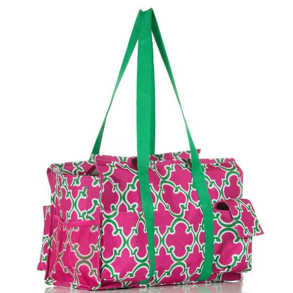 ST16-113 Pink Paisley 6 Pocket Tote - MiMi Wholesale