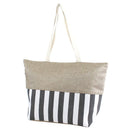 ST18C-1004 Burlap Top Monogrammable Stripes Print Tote/Beach Bag - MiMi Wholesale