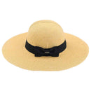 ST3954 Foldable Straw Sun Hat With Detachable Bow - MiMi Wholesale