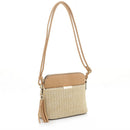 ST5314X Woven Straw Dome Crossbody Bag with Tassel - MiMi Wholesale