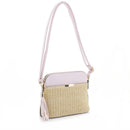 ST5314X Woven Straw Dome Crossbody Bag with Tassel - MiMi Wholesale