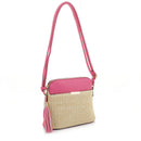 ST5314X Woven Straw Dome Crossbody Bag with Tassel - MiMi Wholesale
