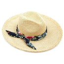 ST906 Panama Hat With Floral Ribbon Band - MiMi Wholesale
