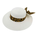 STH13 Leopard Print Ribbon Band Rolled Sun Hat - MiMi Wholesale