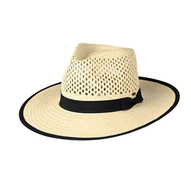 STH17 Open Weave Bow Trim Panama Hat - MiMi Wholesale