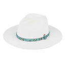 STI02 Gem Cluster Band Straw Panama Hat - MiMi Wholesale