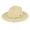 STI02 Gem Cluster Band Straw Panama Hat - MiMi Wholesale