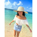 STI03 Wide Brim Pearl Embellished Band Panama Hat - MiMi Wholesale