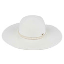 STI03 Wide Brim Pearl Embellished Band Panama Hat - MiMi Wholesale