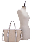 SW20382 Carry Straw Tote with Fashion Guitar Strap - MiMi Wholesale