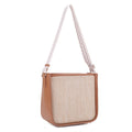 SW20383 Straw Crossbody Zipper Bag With Patterned Strap - MiMi Wholesale