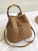SW20384 Bethany Straw Bucket Tote with Crossbody - MiMi Wholesale
