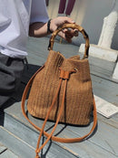 SW20384 Bethany Straw Bucket Tote with Crossbody - MiMi Wholesale