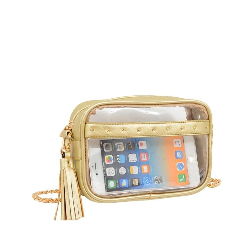 TB29208 Clear Crossbody With Tassel With Chain Strap - MiMi Wholesale