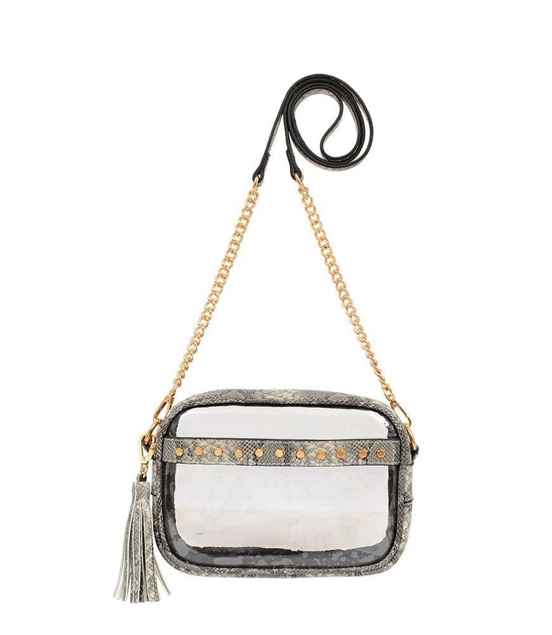 TB29208 Clear Crossbody With Tassel With Chain Strap - MiMi Wholesale