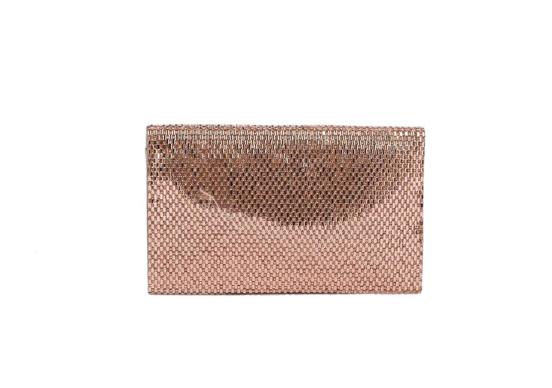 TD0025 Jennifer Metallic Woven Rhinestone Envelope Clutch - MiMi Wholesale