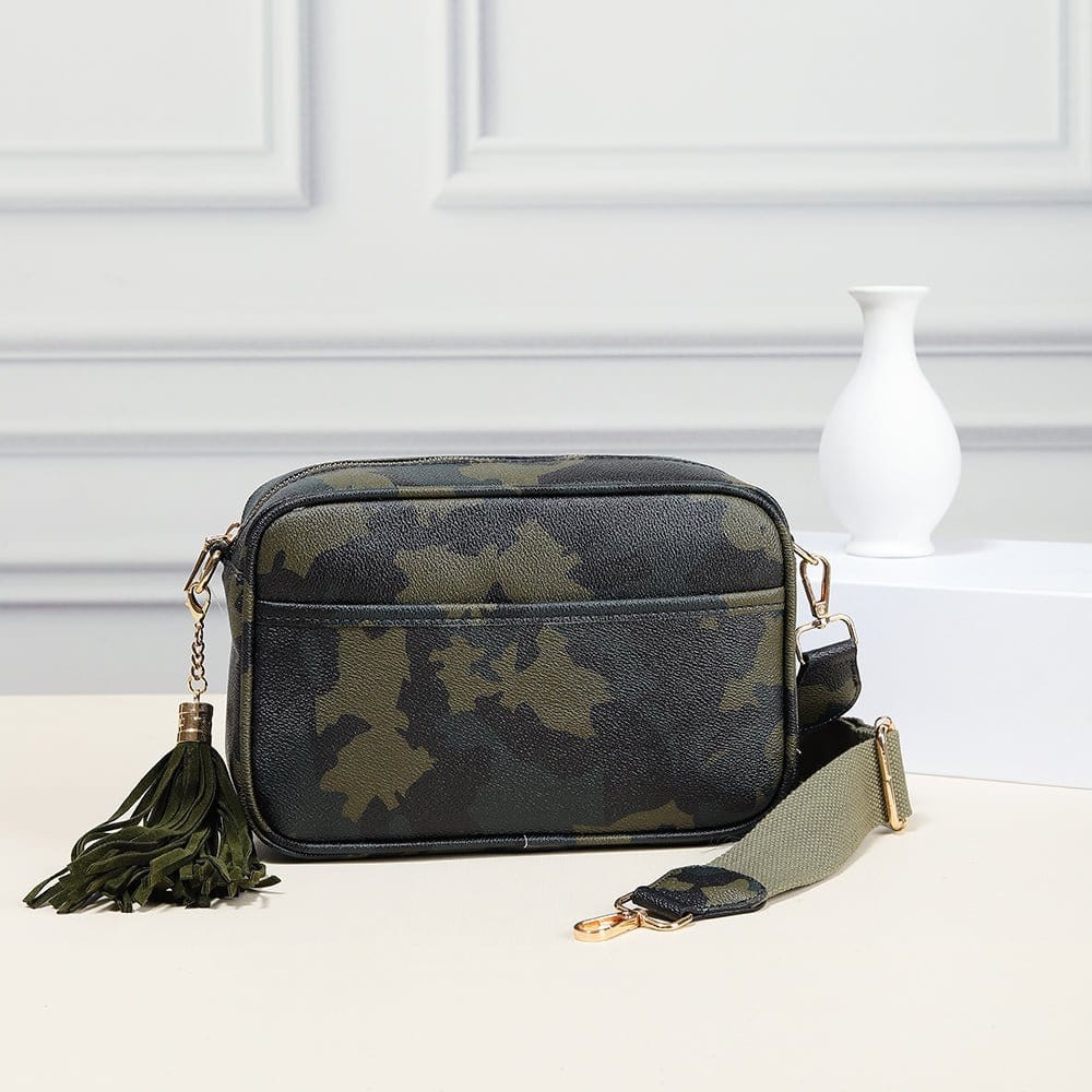 TG10204 Solid Color Tassel Camera Crossbody Bag - MiMi Wholesale