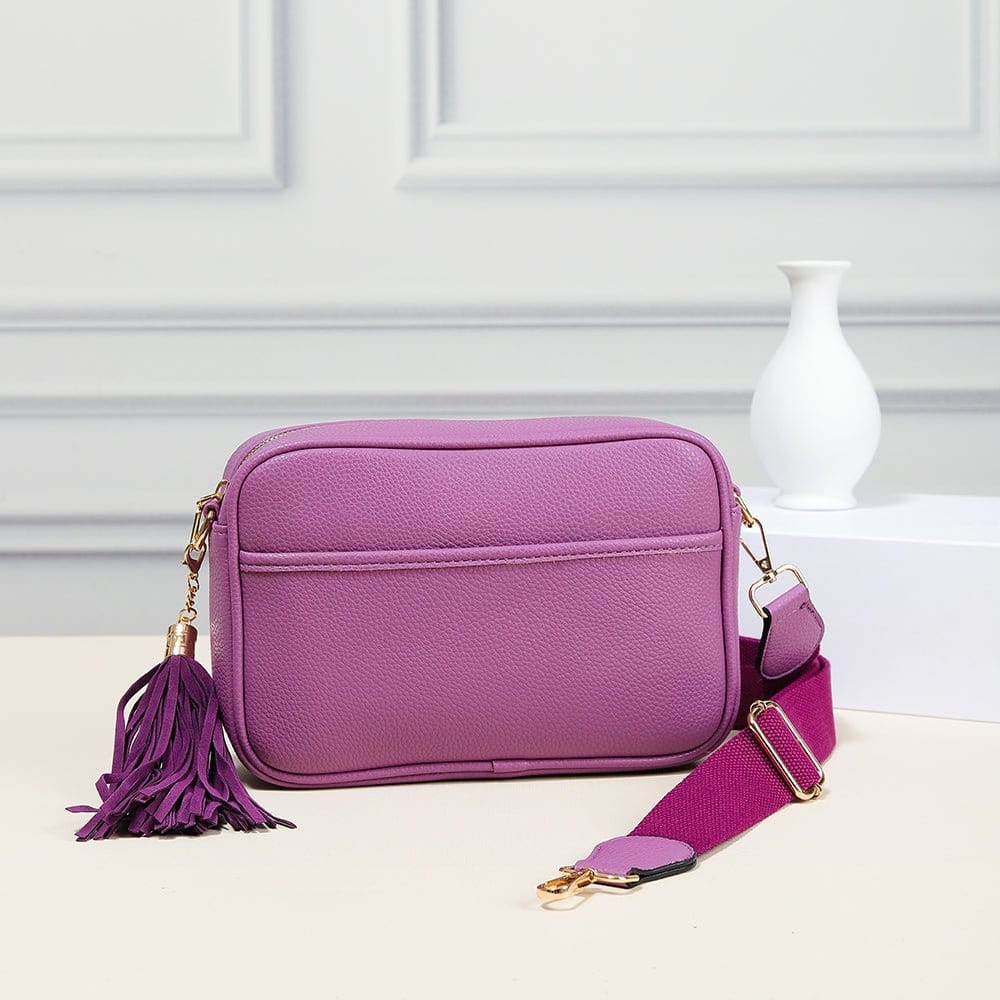 TG10204 Solid Color Tassel Camera Crossbody Bag - MiMi Wholesale
