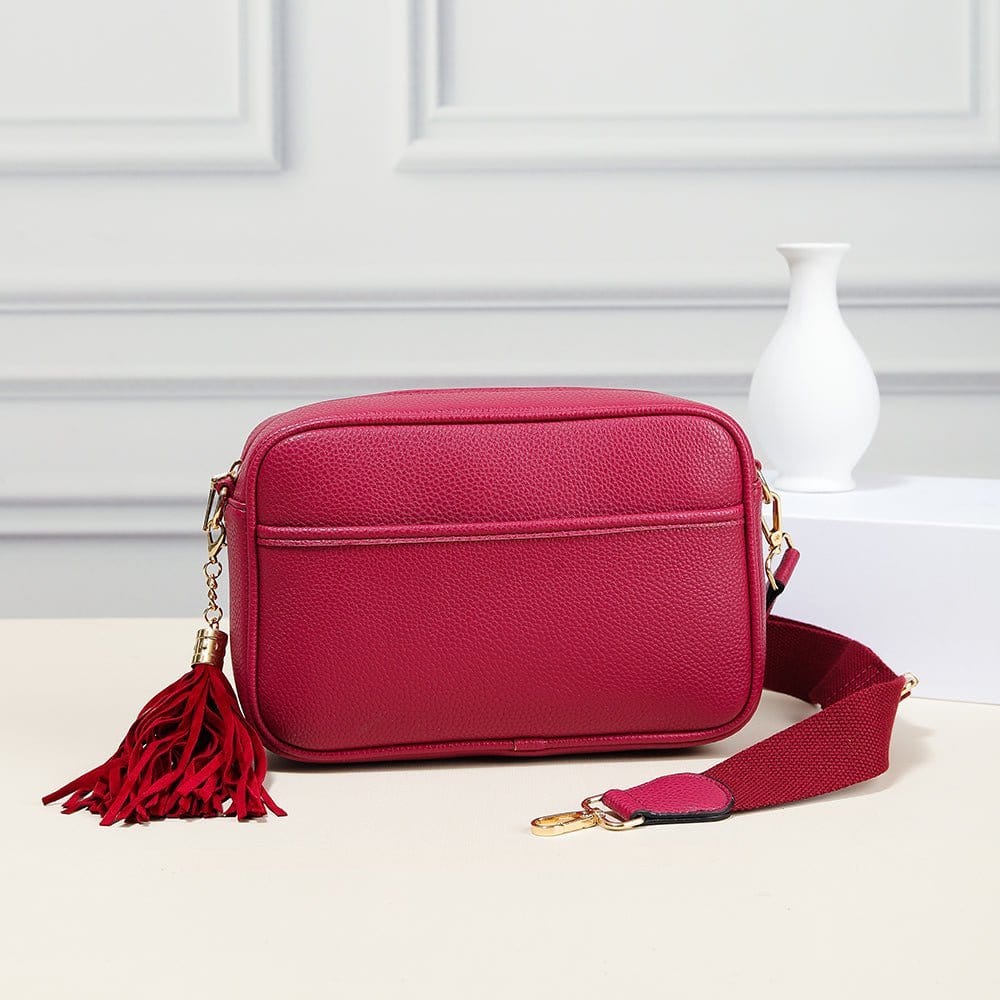TG10204 Solid Color Tassel Camera Crossbody Bag - MiMi Wholesale