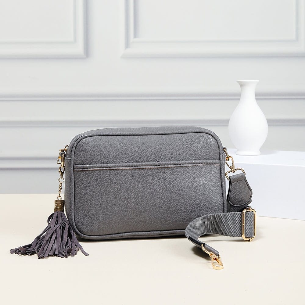 TG10204 Solid Color Tassel Camera Crossbody Bag - MiMi Wholesale