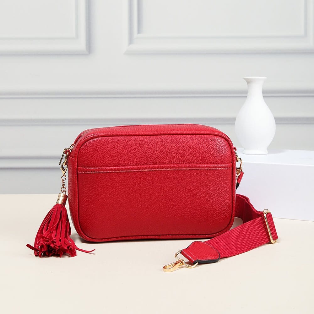 TG10204 Solid Color Tassel Camera Crossbody Bag - MiMi Wholesale
