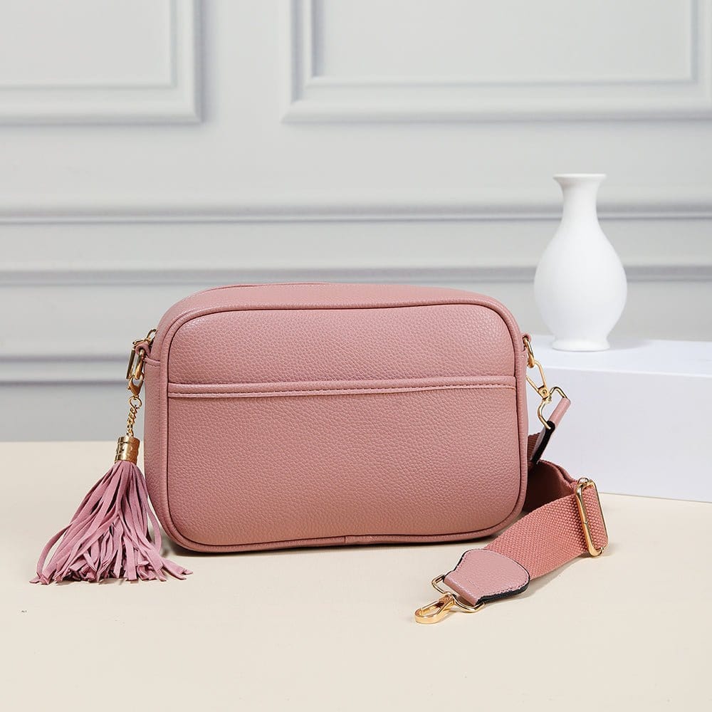 TG10204 Solid Color Tassel Camera Crossbody Bag - MiMi Wholesale