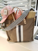 TG10246 Striped Canvas Tote Bag With Guitar Strap - MiMi Wholesale