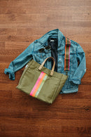 TG10246 Striped Canvas Tote Bag With Guitar Strap - MiMi Wholesale