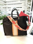 TG10246 Striped Canvas Tote Bag With Guitar Strap - MiMi Wholesale